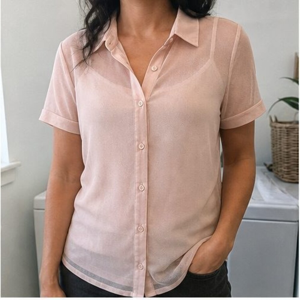 Blush Button Blouse - Picture 2 of 6
